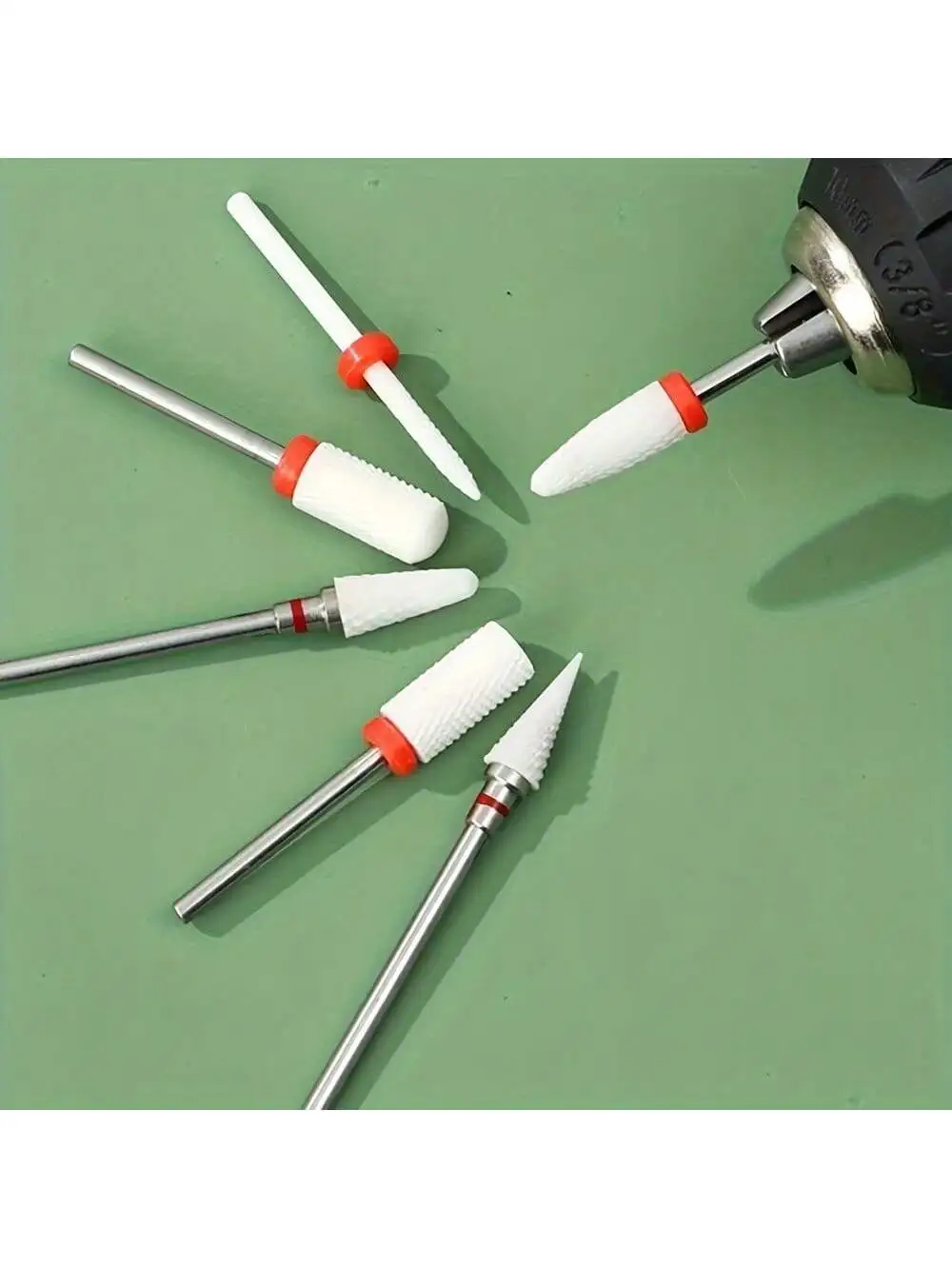 مجموعة لقم تلميع الأظافر السيراميكية مكونة من 2/6 قطع - لقم مثقاب الأظافر، فرشاة تنظيف التلميع. مزيل الباديكير لجل الأكريليك #3