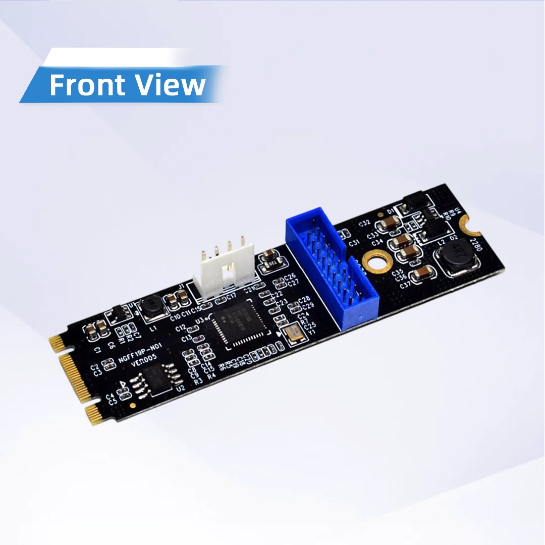 19Pin Front Header 2 Port M.2 NGFF NVME to USB3.0 Motherboard Adapter Card Small 4PIN Power Connector Desktop Internal Expansion