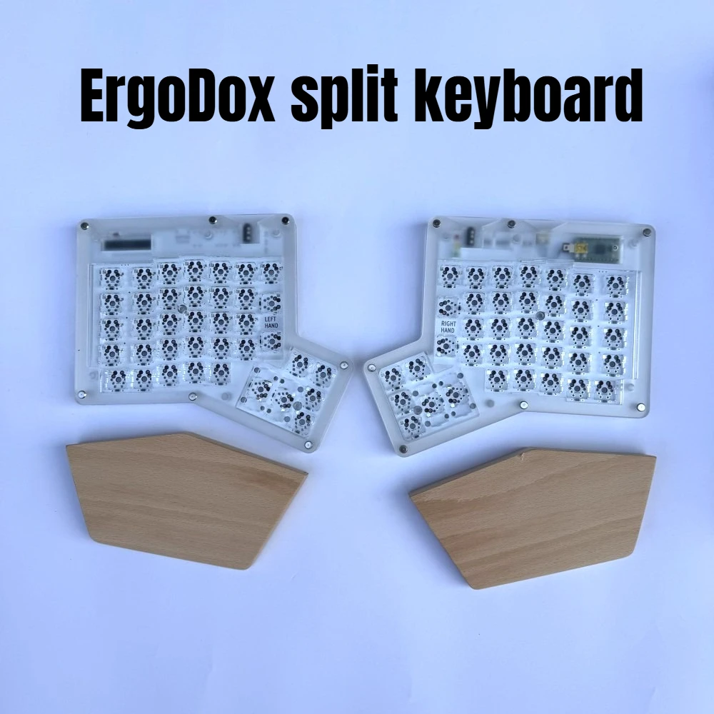Acrylic Ergodox Split Keyboard Hotswap Ergonomic QMK/VIAL Mechanical Keyboard Kit Ortholinear Indicator USB-C Transparent Case