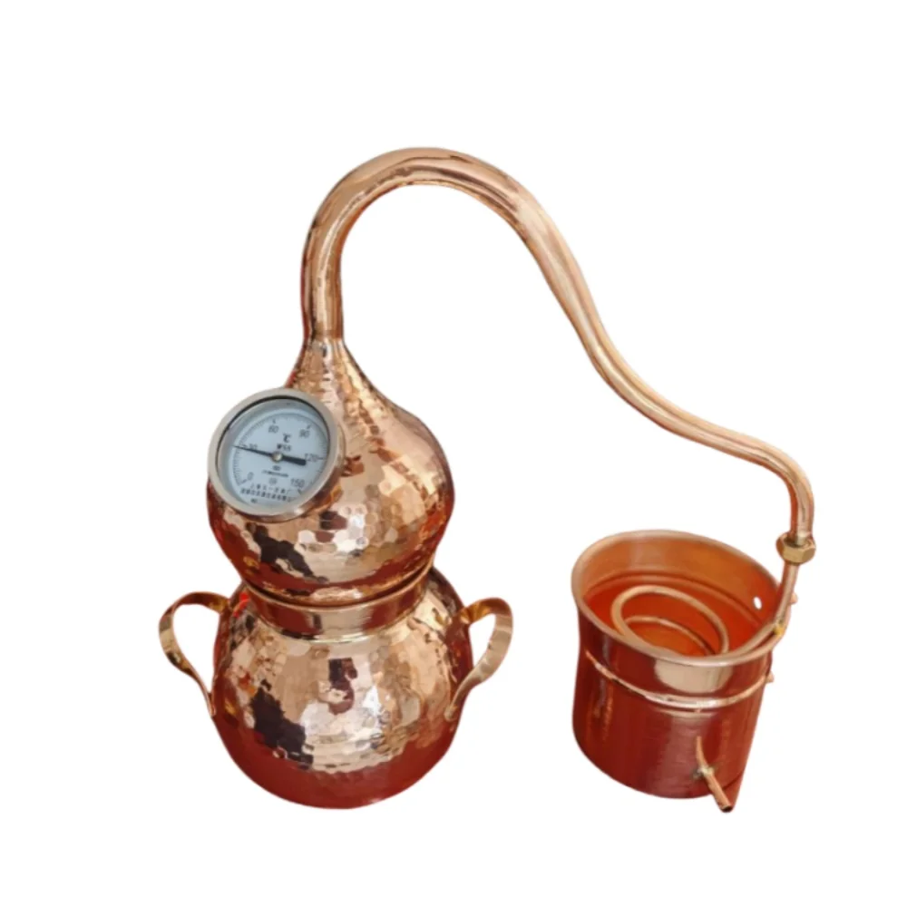 2 Liter Alembic Whiskey,Copper Home Mini Steam Distiller for Hydrosol, Brandy, Traditional Gin & Alcohol Purification