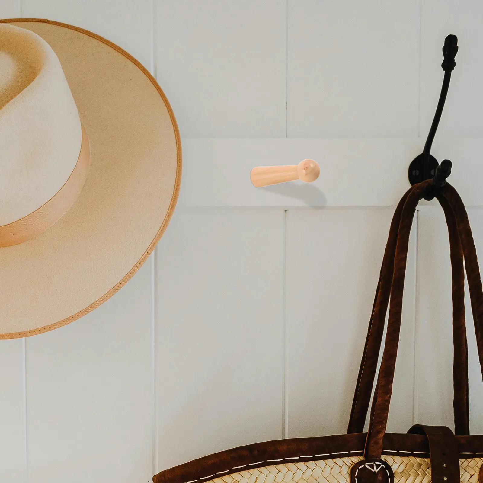 10Pcs Wooden Peg Hooks Unfinished Wall Mount Shaker Peg Rack Screw-in Clothes Hats Towels Bags Entryway Bedroom Organizer