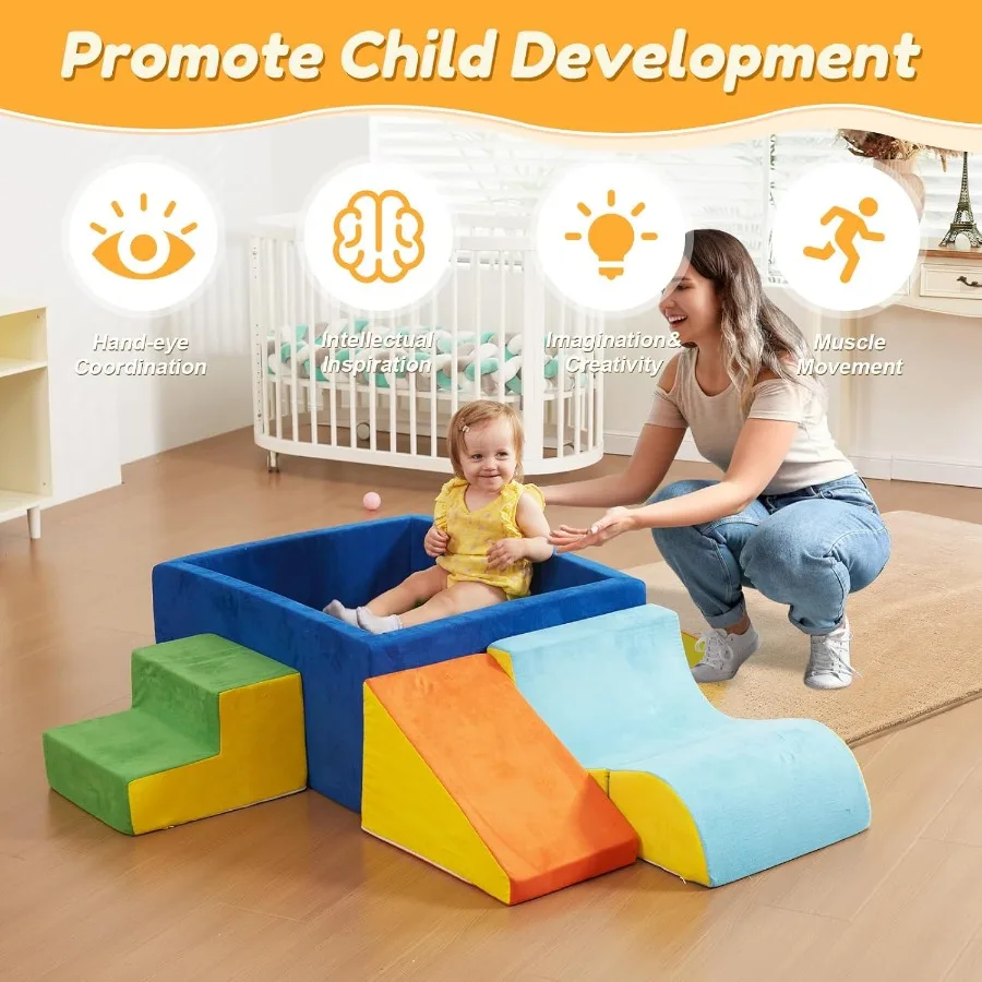 Blocs d'escalade en mousse souple et fosse à balles, 6 pièces, jouets d'escalade pour tout-petits, jeu doux coloré d'intérieur, escalade pour tout-petits pour ramper S
