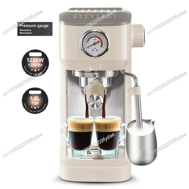 

European semi-automatic coffee machine, concentrated double pressure gauge, hot and cold extraction milk foam steam