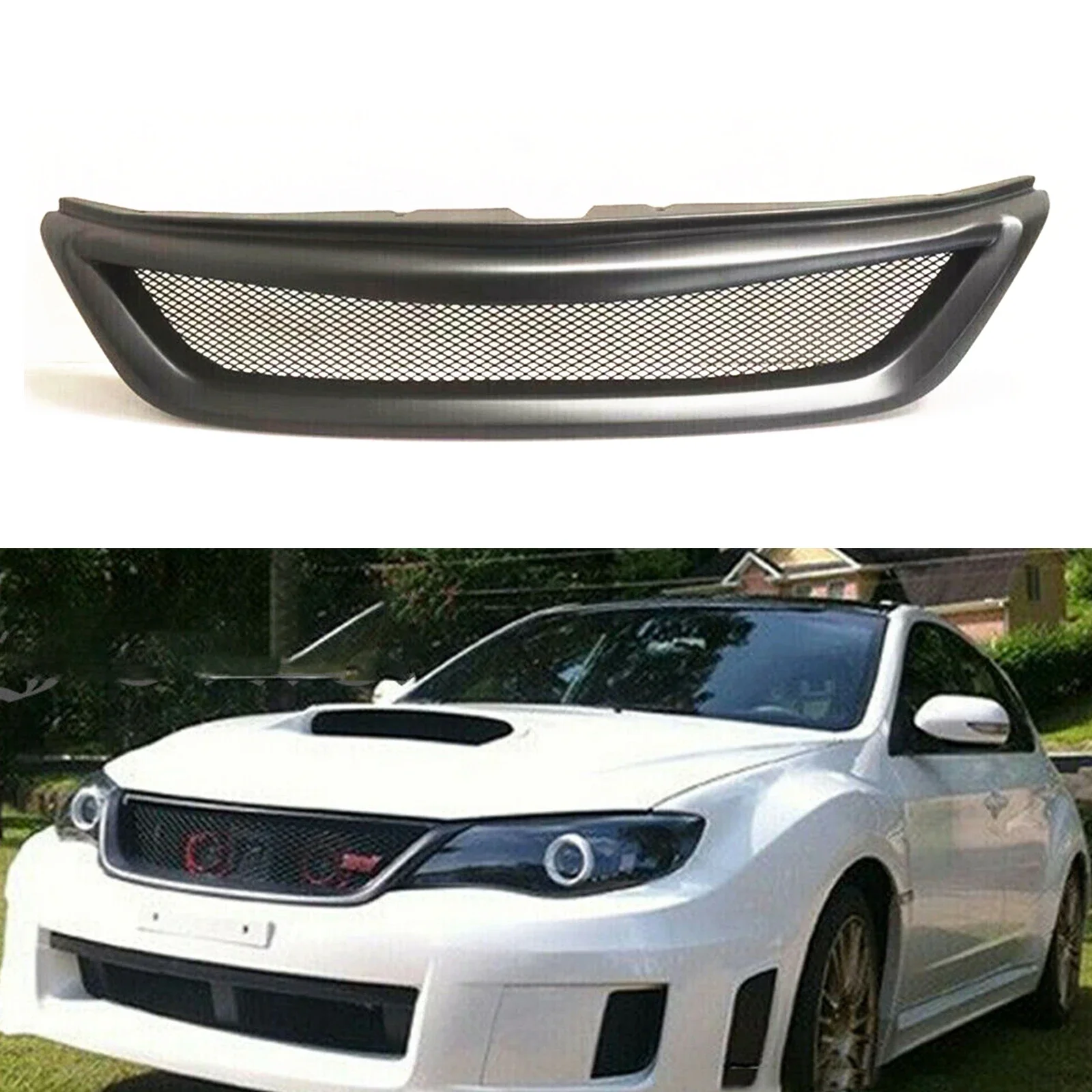 New！ Front Grille For Subaru Impreza WRX STI 2011-2014 Fiberglass/Carbon Fiber Grill Honeycomb Style Car Upper Bumper Hood Mesh