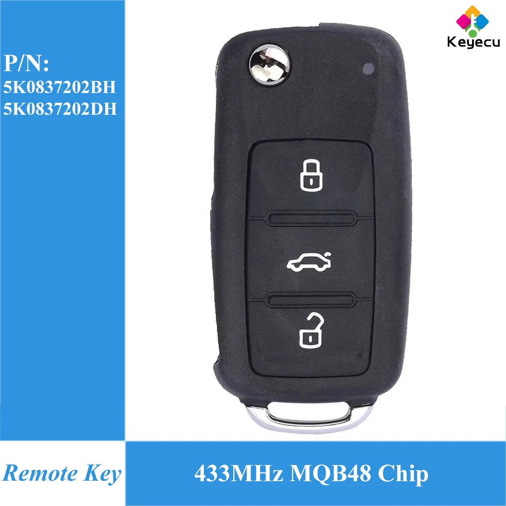 

KEYECU 5K0837202BH 5K0837202DH флип-брелок с дистанционным управлением для Volkswagen Caddy Transporter Beetle Jetta Sharan Scirocco Polo Tiguan