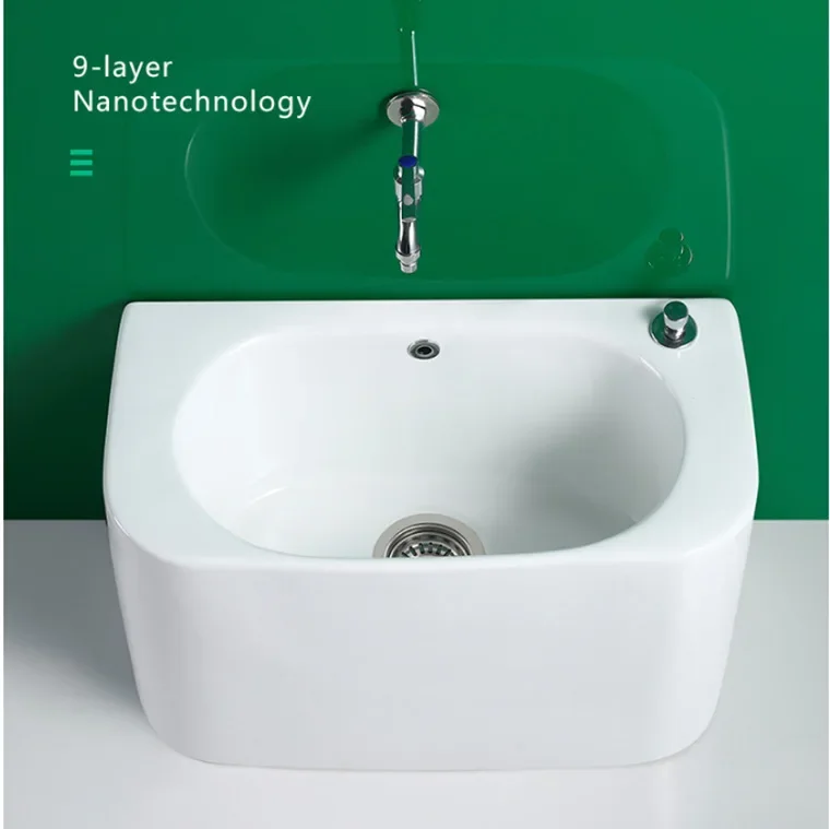 Oval ceramic wash mop pool balcony mop basin household mop pool bathroom
