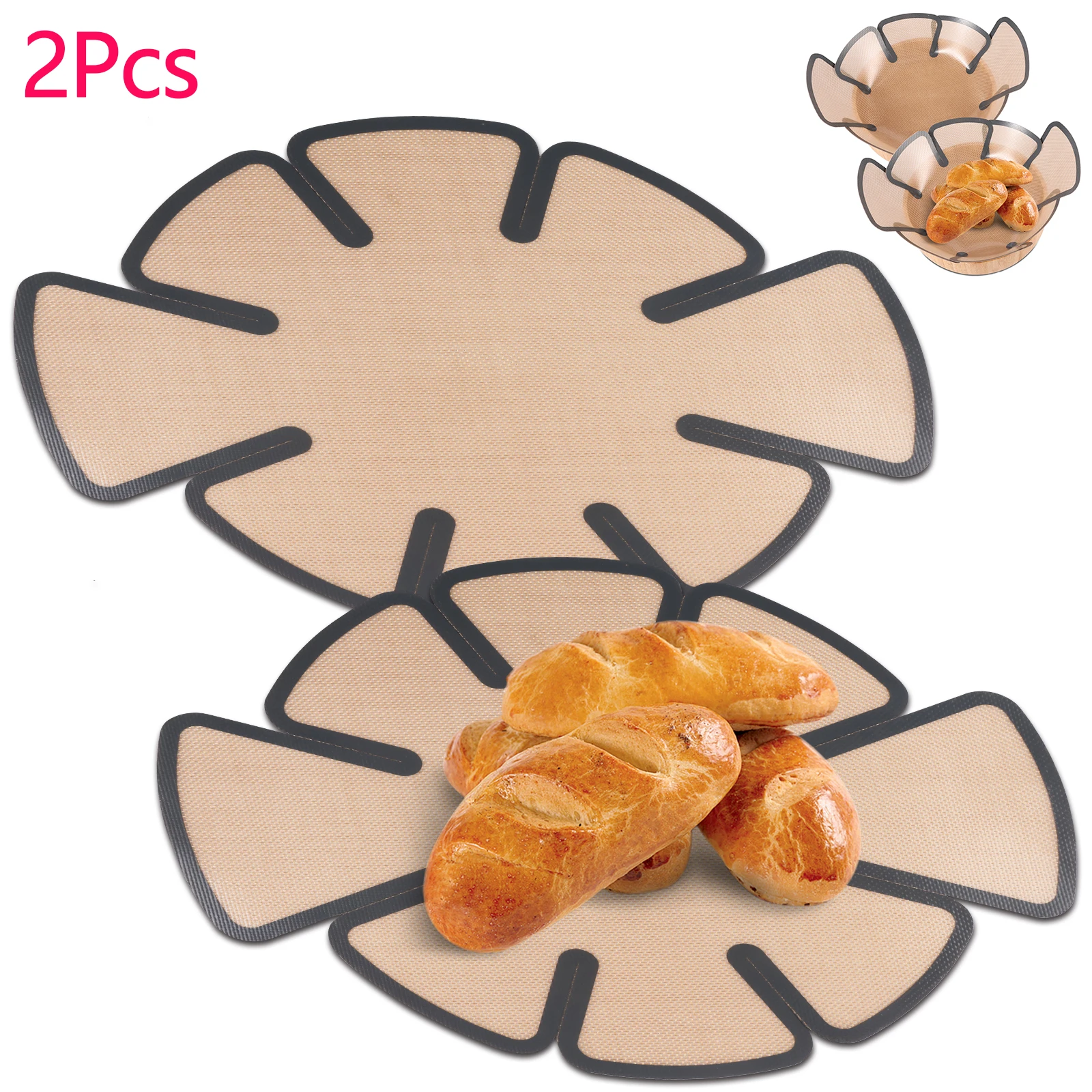 

2Pcs Silicone Bread Loaf Pan Liners Reusable Bread Pan Baking Mat Non Stick Sourdough Transfer Tool for Round Bread Pans