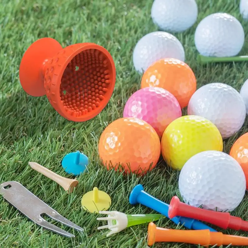 Golf Ball Cleaner Portable Golf Ball Cleaner Soft Silicone Multi-function with Suction Cup Bottom Suitable for Golf Accessories