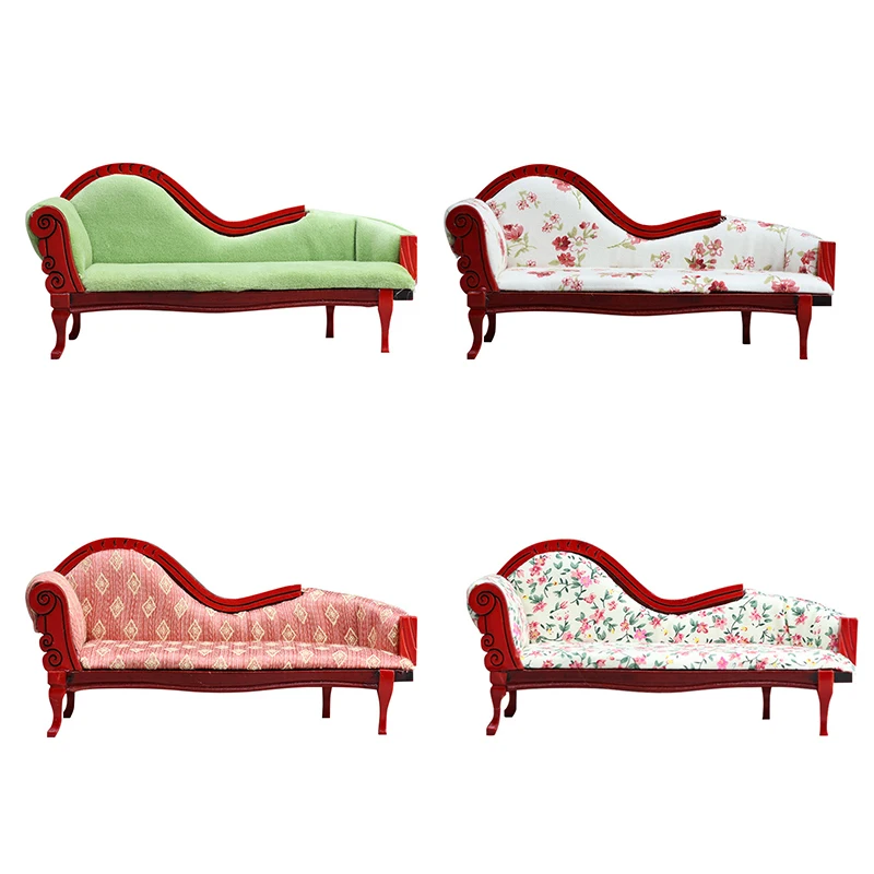 1:6/1:12 Dollhouse Miniature European Style Chaise Longue Sofa Chair Furniture Model Decor Toy Doll House Accessories