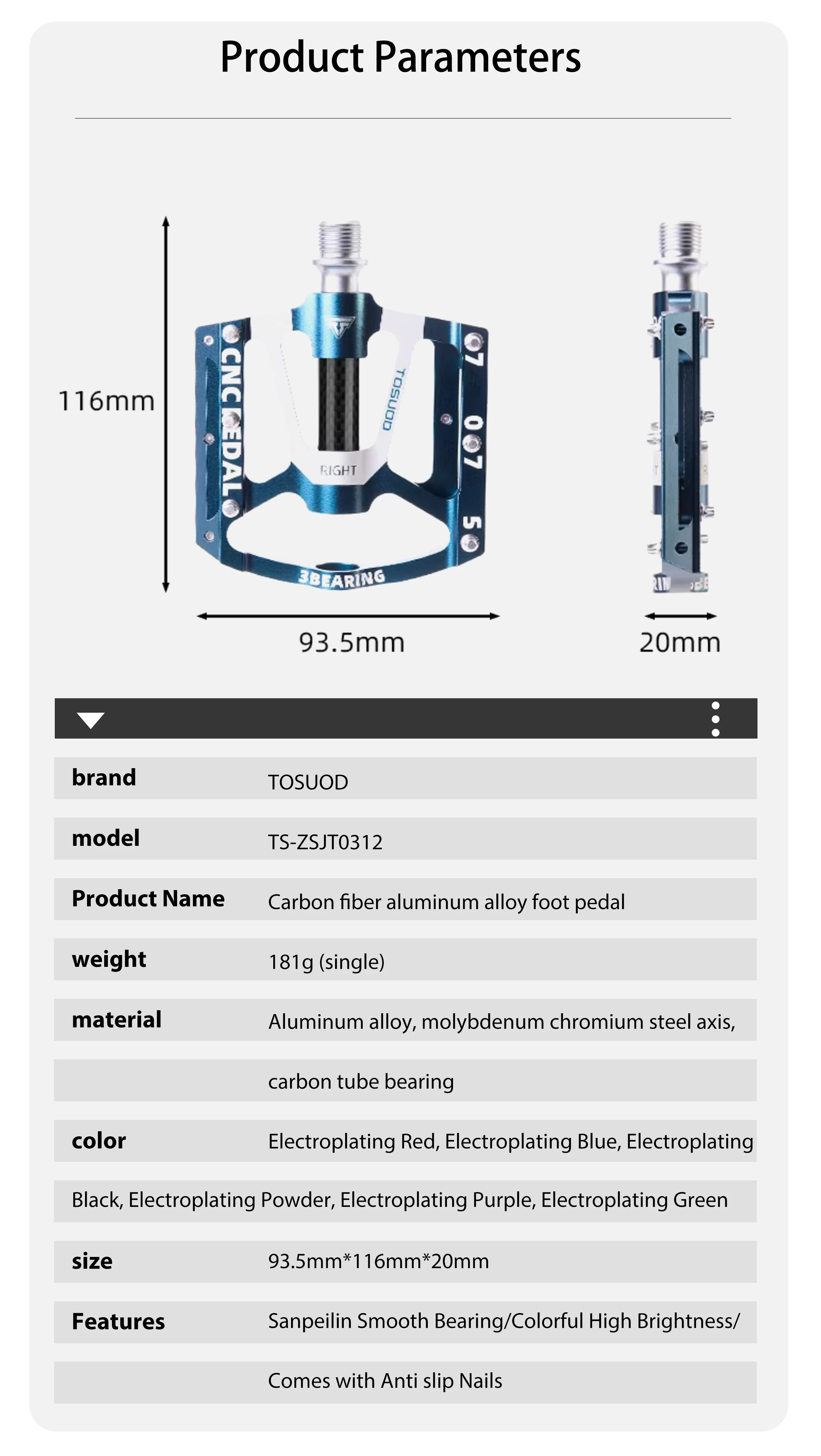 TOSUOD Lager Fahrrad Pedal CNC Aluminium Legierung Anti Slip MTB Rennrad Pedal Erweitern Pedale Beruf Fahrrad Zubehör – Detail 2