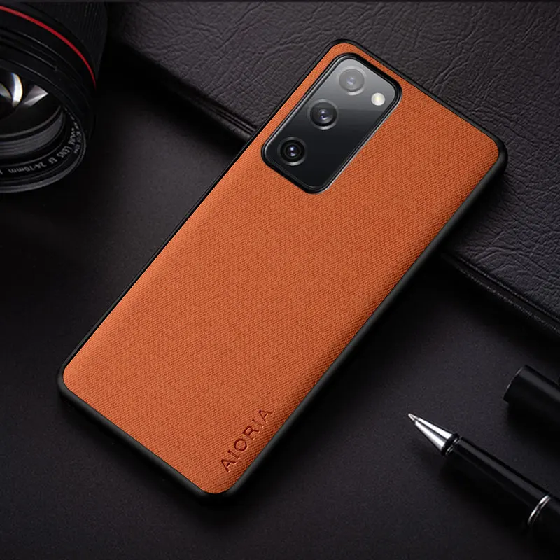 حافظة لهاتف سامسونج جالاكسي S20 Fe S20 Ultra Plus Funda غطاء خلفي واقٍ من الجلد بلون سادة بسيط ومقاوم للصدمات