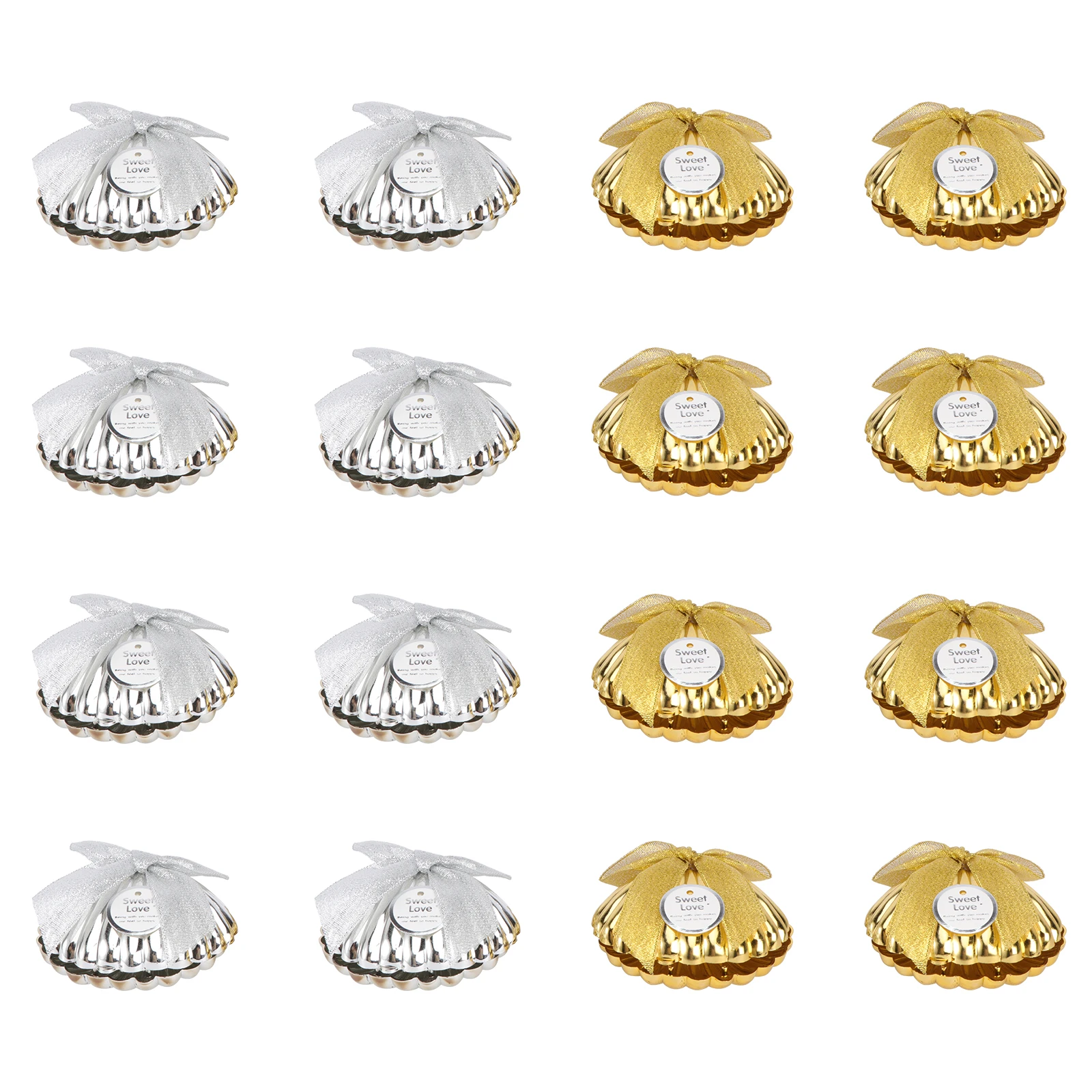 

20 PCS Shell Shaped Candy Box Chocolate Boxes Decorations Silver Gift Container