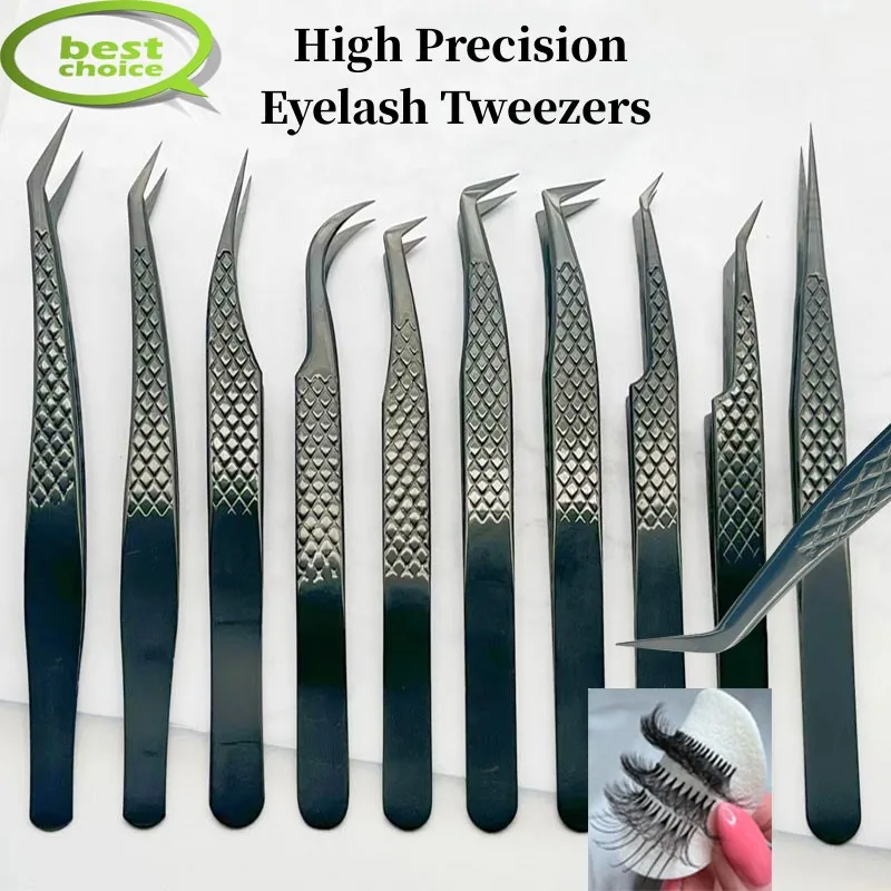 Precision Eyelashes Extension Tweezers Black For Make Fans Boot Isolation False Lash Clip Tongs Nail Art Makeup Tools Supplies