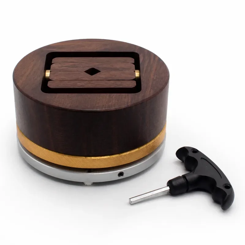 Rotary Engraving Fixture for Stamp Seal Carving Jig with Rotating Base Ebony Wood Holder Tool for DIY Craft Precision