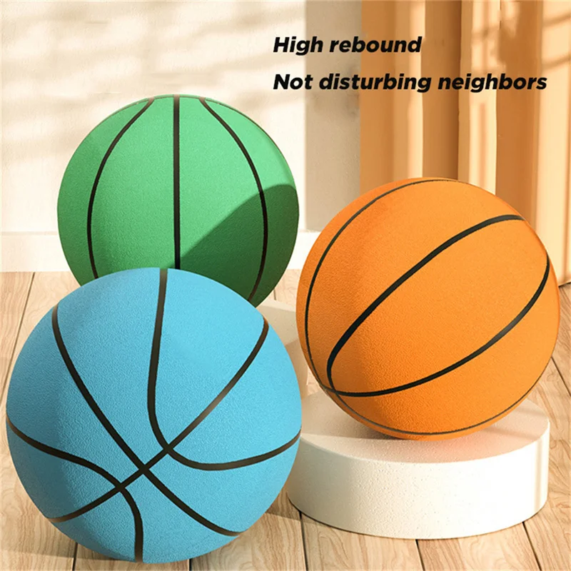 Indoor Mute Elastic Basketball With High-Resilience Foam Bouncing Ball Diameter 24/21/18cm Solid Sports Ball Toy For Children