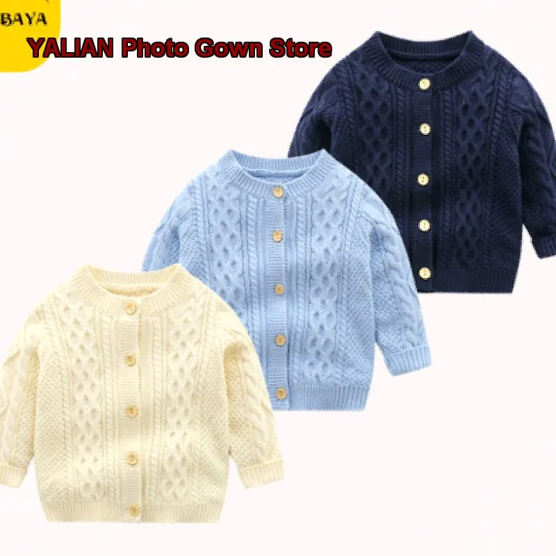 Baby Boy Knit Handmade Spring Coat Boys Toddler Knit Sweater Long Sleeves