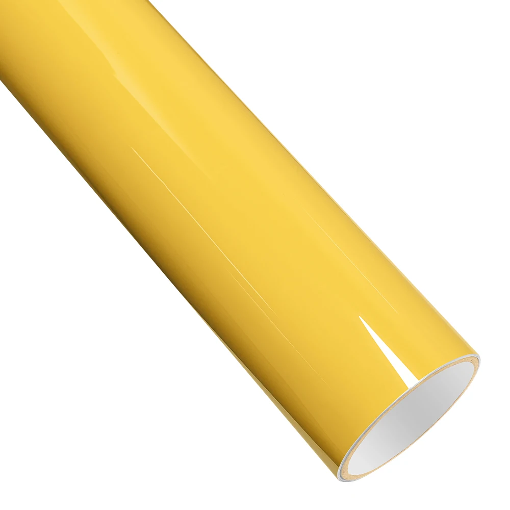 PET Signalgelbe glänzende Auto-Vinylfolie, blasenfrei, selbstklebende PVC-Farbwechselfolie, Zubehör zur Fahrzeugkarosseriedekoration – Detail 7