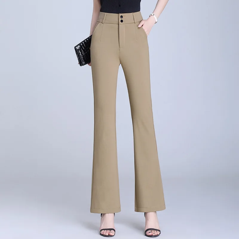 2023 Spring and Summer Wear Micro-Pull Draped Pants Women's Slimming and Straight Casual Suit Professional High-Waisted Trousers