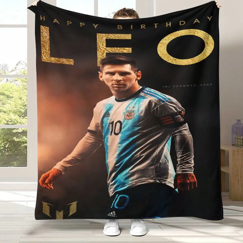 Soccer Legend M-Messi Football Star Flannel Throw Blanket,Cozy Blanket for Bed,Sofa,Living Room,Picnic,Camping,Home Decor,Gift