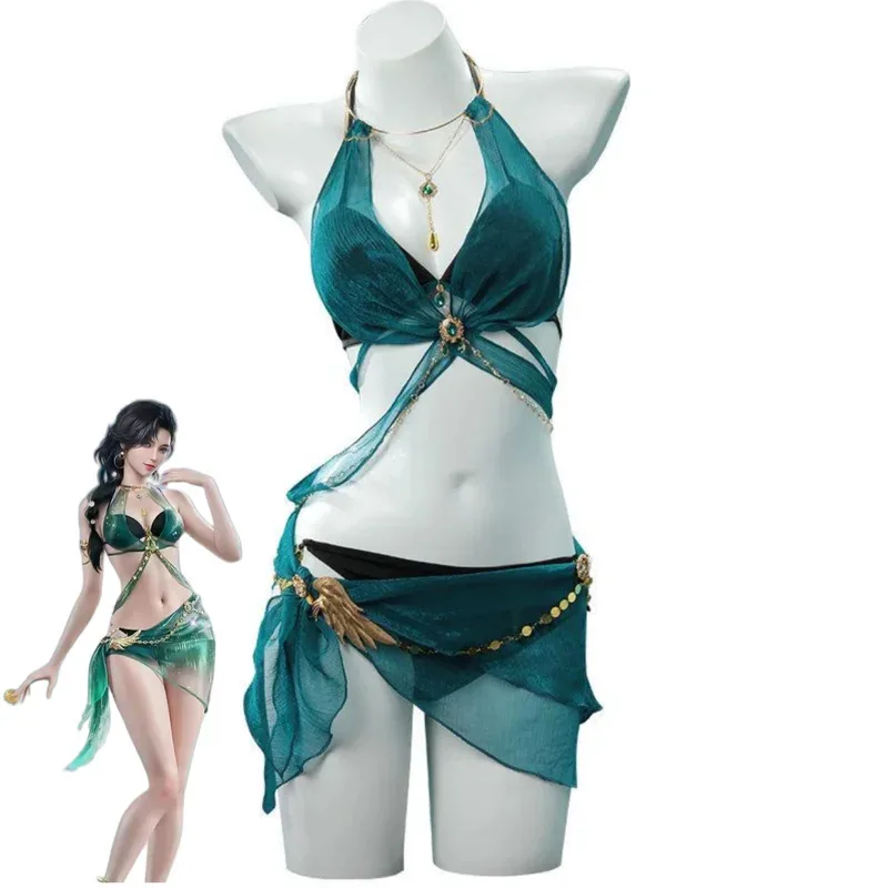 Game : Bladepoint Naraka Cosplay Costume Skin Tube Tops Summer Day Swimsuit Beach Sexy Bikini Wig Woman Carnival Suits;2k,j'x.8;