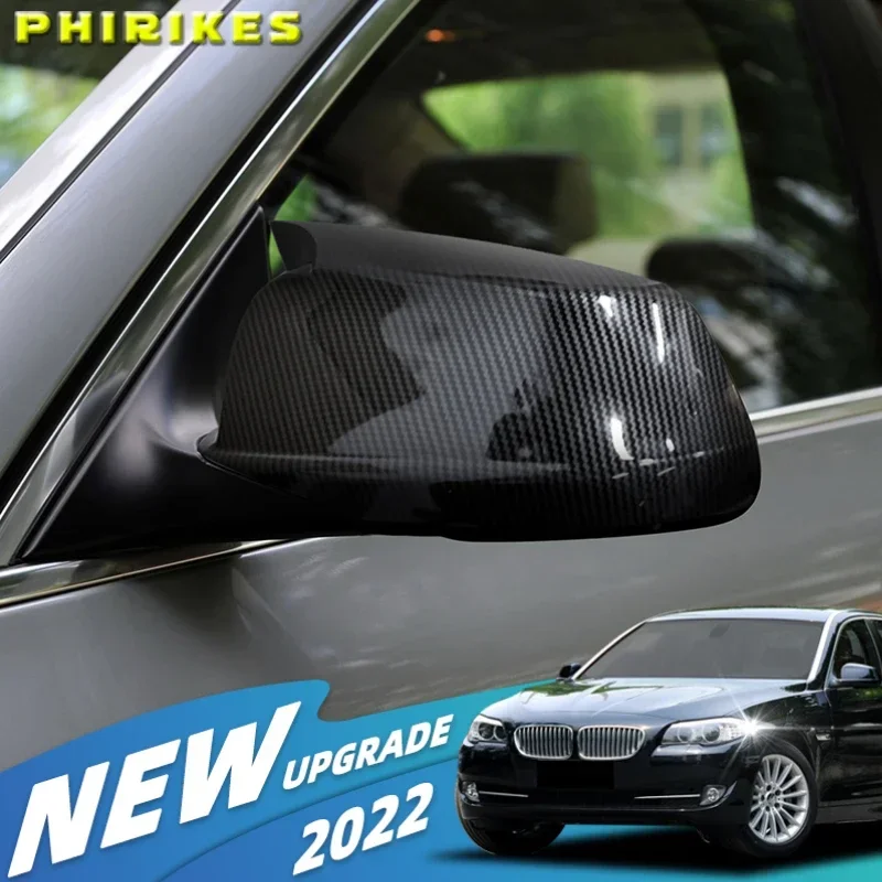 

For BMW 5 Series F10 F11 F18 2010-13 Pre-LCI Black/Carbon Fiber Look Rearview Mirror Caps