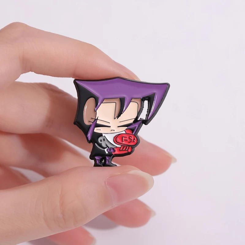 Invader ZIM-Broche en émail pour enfants, épingles en métal cancers de dessin animé drôle, accessoires de revers, cadeau de bijoux, prix de gros