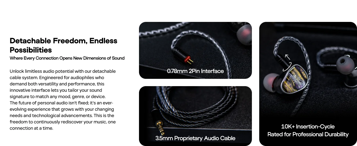 Linsoul Kiwi Ears Étude Beryllium DD + 3BA + Vibrationswandler HiFi IEM Kopfhörer mit Präzisions-Tuning-Ohrhörer mit Kabel – Detail 3
