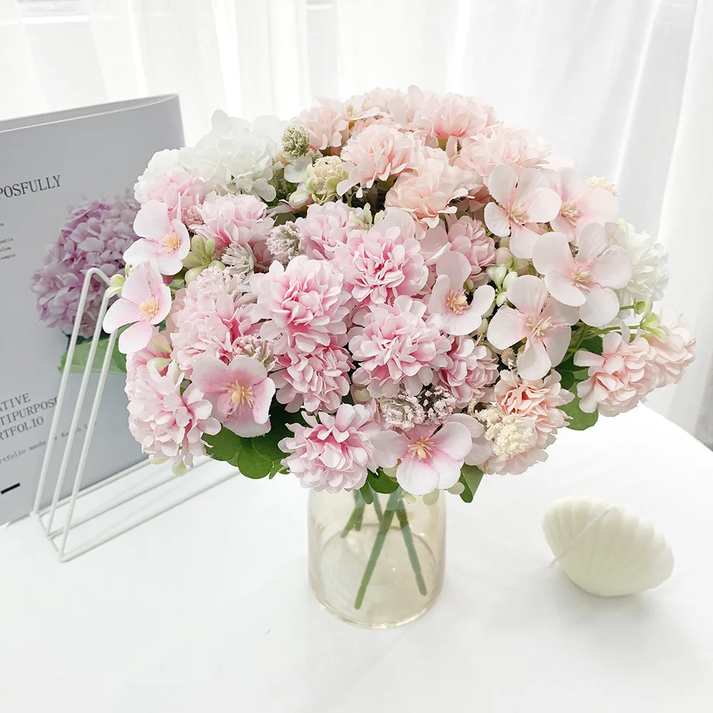 White Mini Ball Chrysanthemum Ball Artificial Flower Wedding Bouquet Wedding Photography Props Flower Art Home Decor