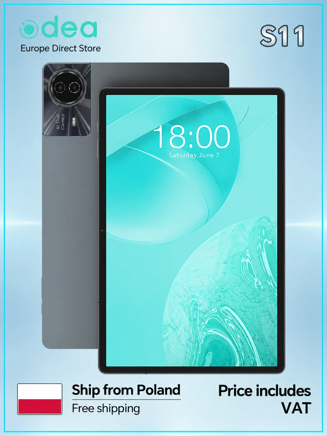ODEA S11 Tablet 16GB(6GB+10GB) RAM 256GB ROM 11 Zoll 1920x1200 IPS T606 8-Kern Android 14 8000mAh Type-C GPS 4G LTE von Teclast