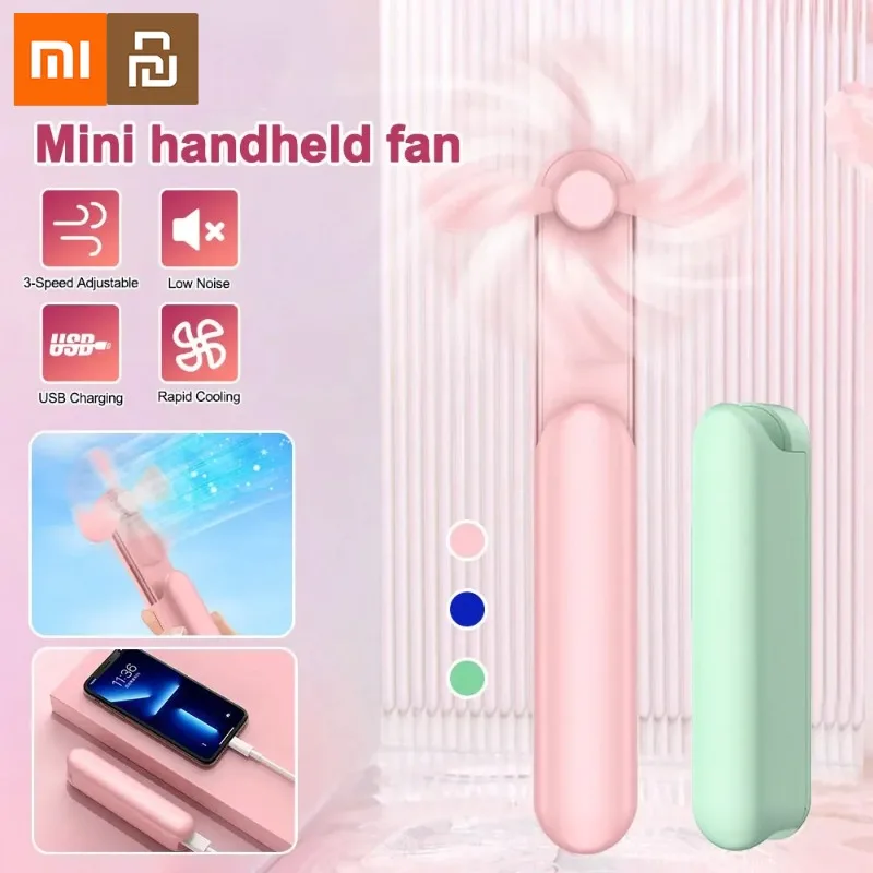 Xiaomi New Folding Portable Multifunction Fan Mini Handheld Fan USB 2000mAh Recharge Hand Held Small Pocket Fan with Power Bank
