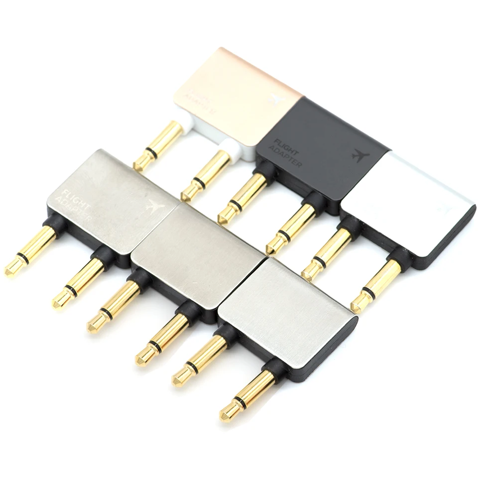 Gold Plated Metal Shell Aircraft 3.5mm Aircraft  Header  Audio Converter Travel Jack Plugs Distributor Adapter Stereo To Mono