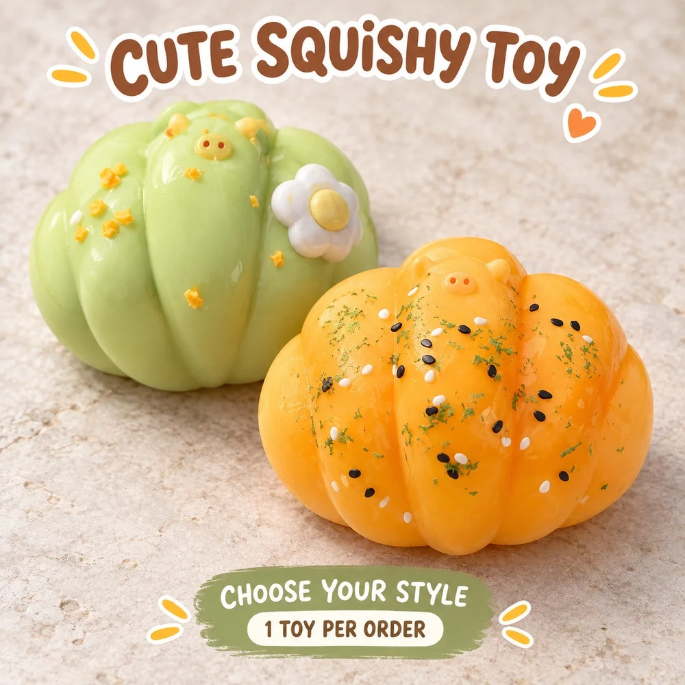 Pig Bun Squishy Squeeze Toy TPR Soft Handheld Sensory Fidget with Cute Shape for Adults Teens Desk Companion Gift Single Piece