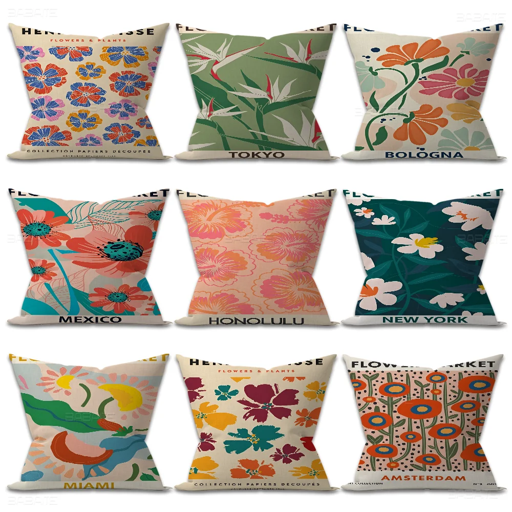 Flower Market Print Pillow Cover Sofa Cushion Cover Home Room Decoration Children Gift