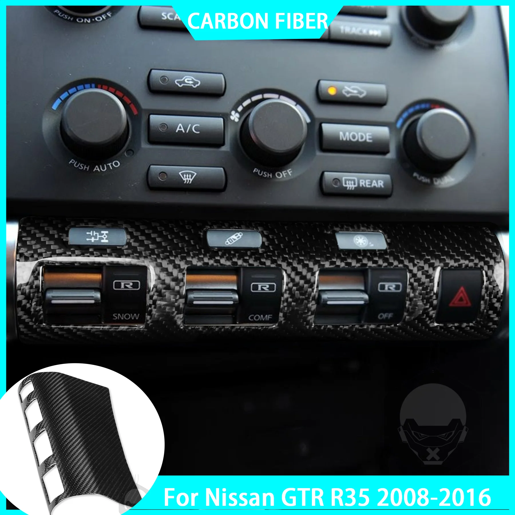 

Car Center Warning Light Button Frame Panel Decoration Real Carbon Fiber Accessories Modification For Nissan GTR R35 2008-2016