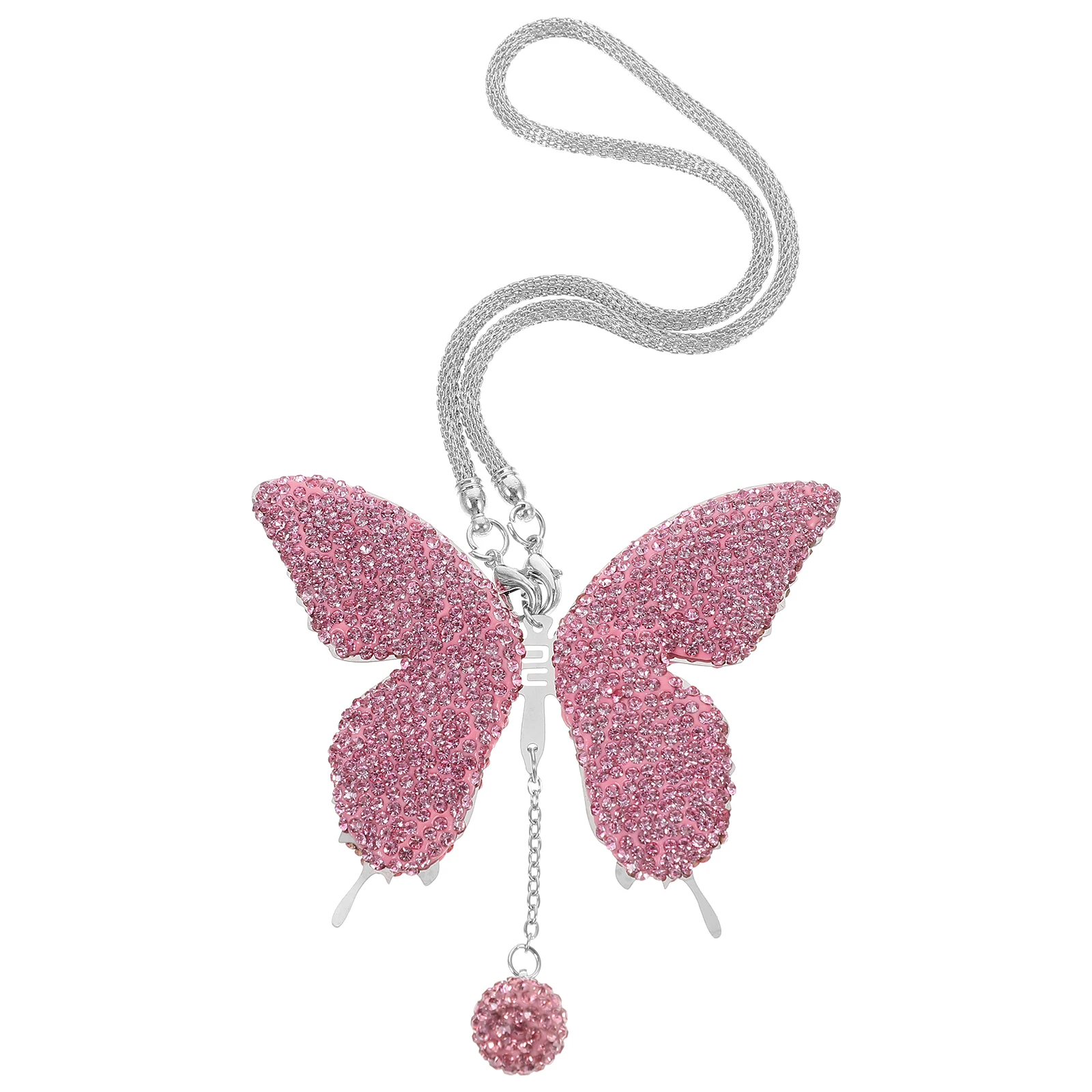 

Butterfly Pendant Car Hanging Ornament Rhinestone Rearview Mirror Accessories Decor Car Supply Clay Material
