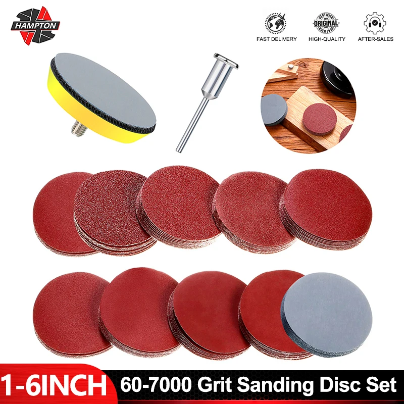 HAMPTON 10Pcs amplas Disc 1-6 inci 60-6 inci Grit bulat abrasif kering amplas dengan amplas Pad untuk alat putar Dremel