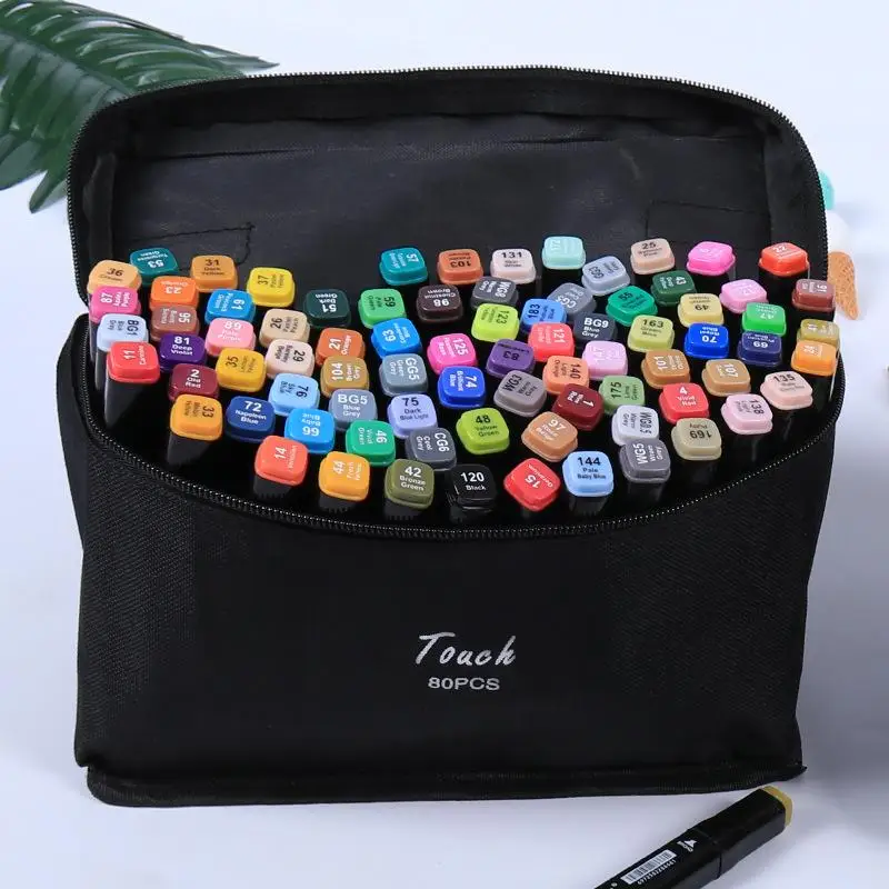24 30 36 48 60 80 168Pcs Art Marker Set Alcohol Based Marker Pen Watercolor Brush Pen Sketch Marker Dual Tip Drawing Art