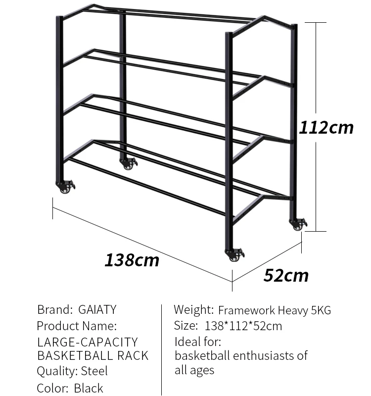 Factory Price Metal Four-layer Basketball Racks Sport Ball Cart Basketball Training Equipment Basketball Shooting Equipment