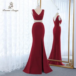 Sexy waist Burgundy evening dress vestidos formales vestidos de fiesta robe de soiree de mariage robe longue party dress