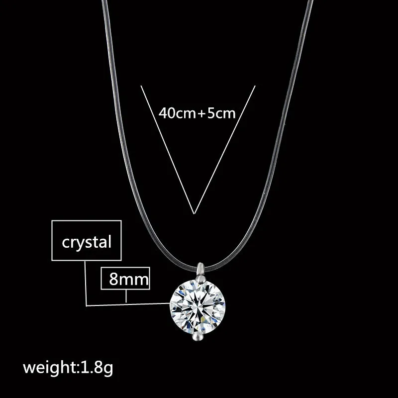 Shiny Crystal Necklace Zircon Pendant Necklace Transparent Fishing Line Clavicle Chain Invisible Lady Fashion Jewelry Wholesale