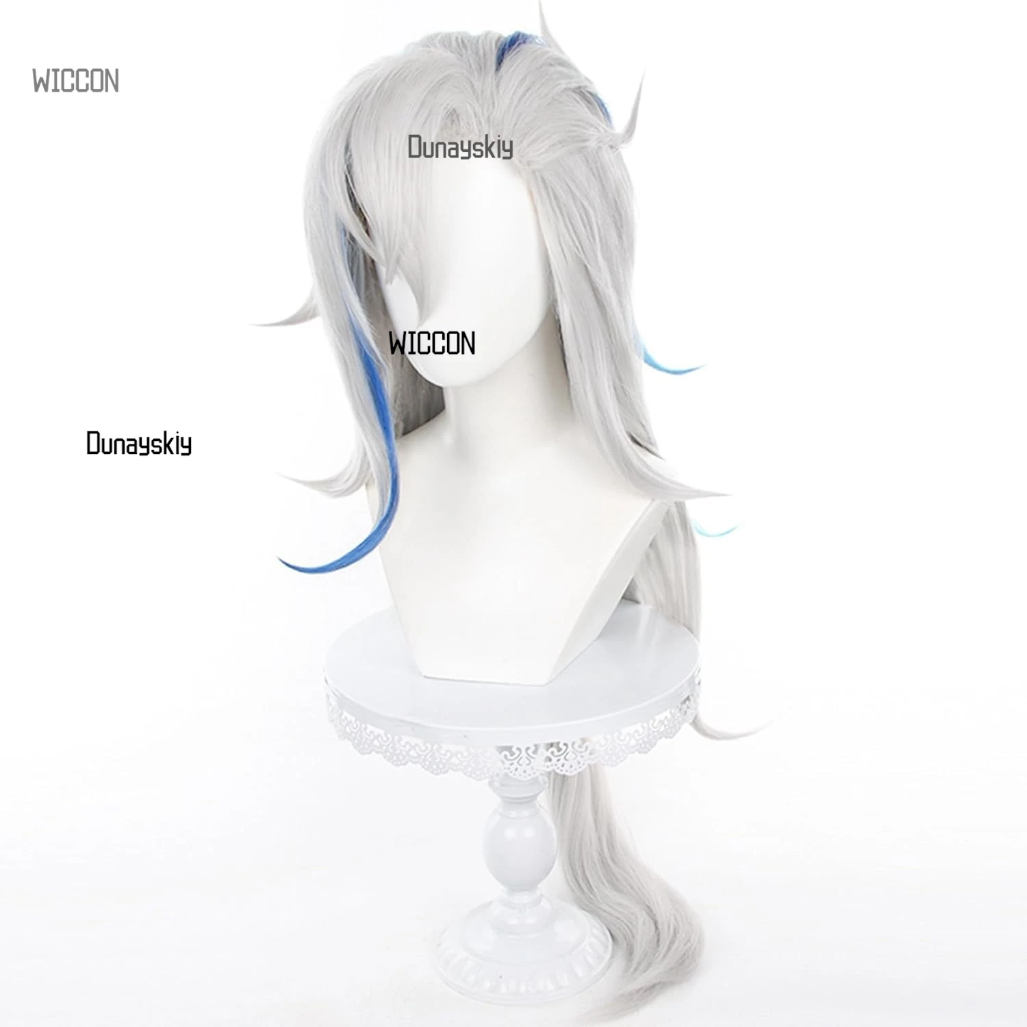 Genshin Impact Neuvillette Cosplay Wig Premium Heat-Resistant Synthetic Hair Gradient HighlightsFull Wig Set Halloween2025 New