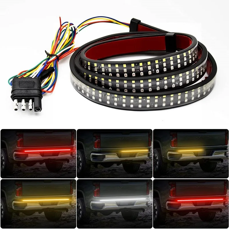 12V LED Strip Light Bar Triple Rows 5-Function With Reverse Brake Turn Signal light For Jeep Pickup SUV Truck Tailgate