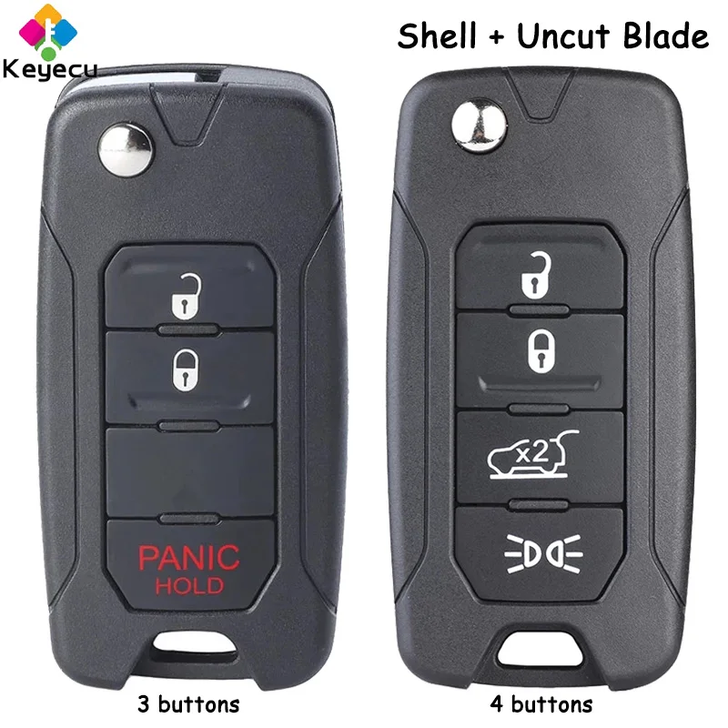 

KEYECU Flip Remote Control Car Key Shell Case With 3 4 Buttons for Jeep Renegade 2015 2016 2017 2018 2019 Fob 2ADFTF15AM433TX