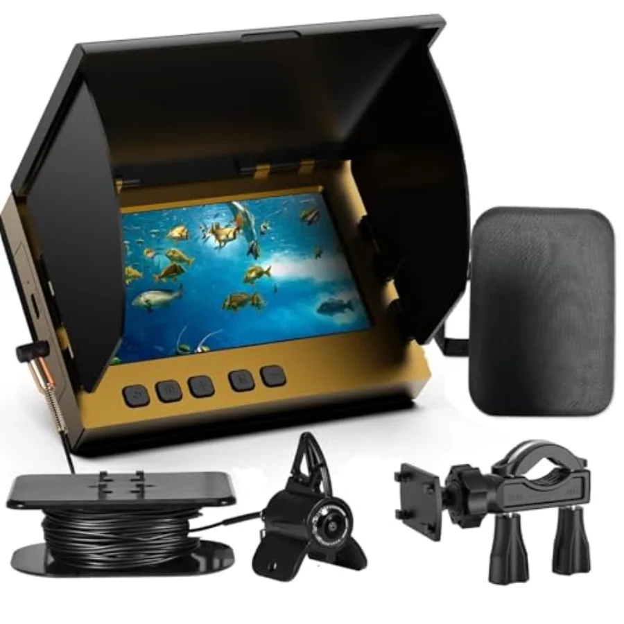 

Подводная камера для рыбалки 4,3 дюйма, кабель 65 футов, 220 В ° Ультраширокоугольные ИК-светильники (21 шт.) с ночным видением, портативная сумка для хранения, 5000 мАч