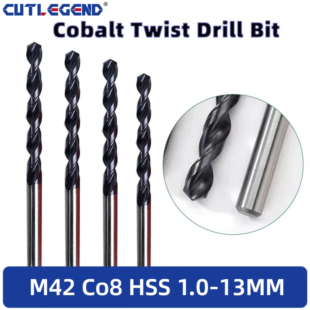 M42 Cobalt Twist Drill Bit HSSE Co8 DIN338 HSS PM High Performance for Carbon Steel Copper Stainless Steel Hole Tool 1-13mm