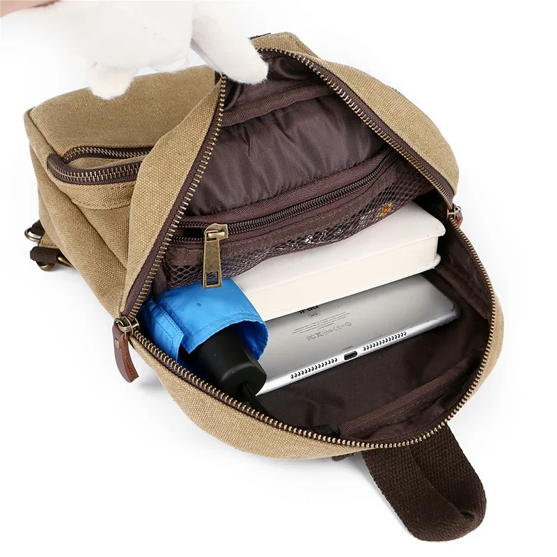 Simple Storage Crossbody Bag Men Shoulder Messenger Bags Canvas Portable Short Trip Chest Bag Pack Sling Chest Pack Bag