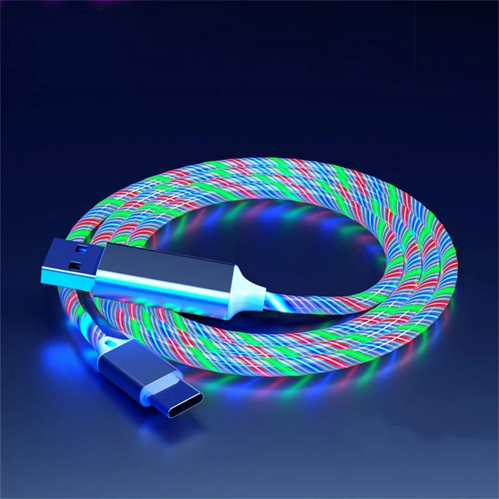 Gloeiend LED-licht USB 3-IN-1 kabel Telefoon Snel opladen Oplader Lichtgevende Type C-kabel voor Xiaomi iPhone-telefoonaccessoires