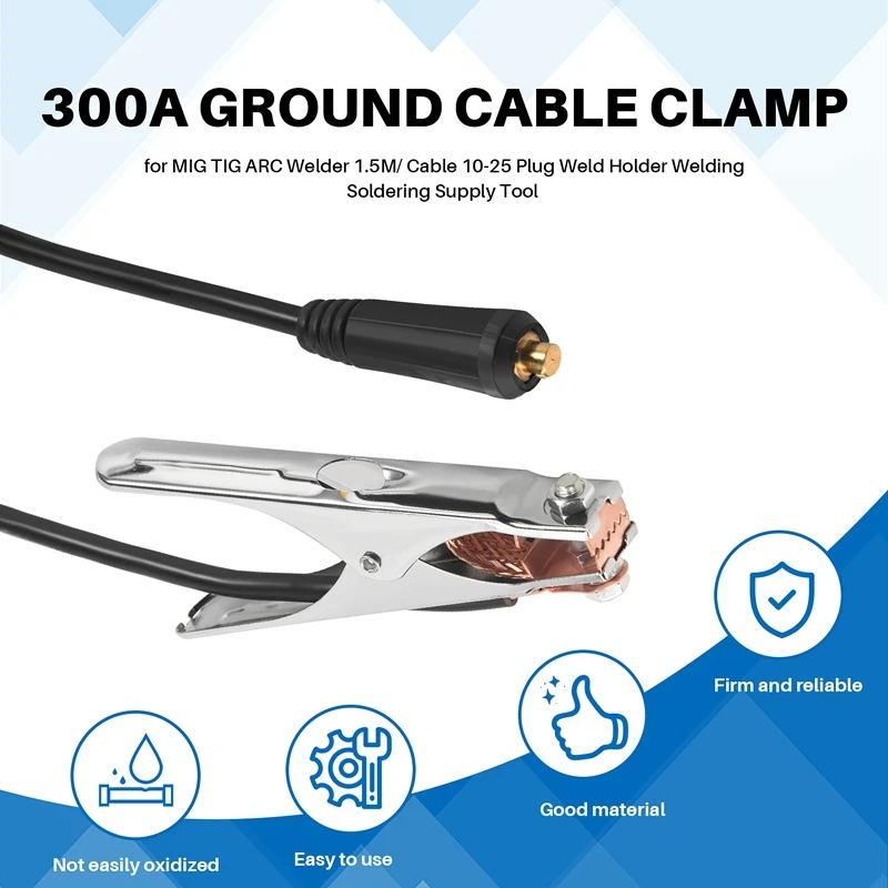 300a clipe de braçadeira de cabo de terra de soldagem à terra para soldador de arco mig tig 1.5m/cabo 10-25 plug suporte de solda fonte de solda para