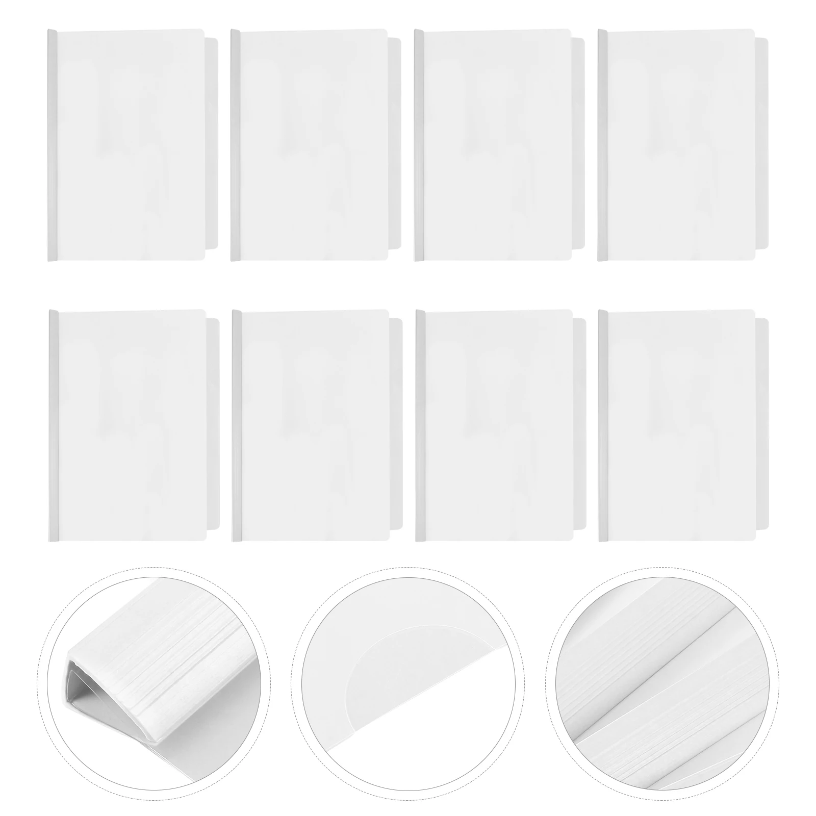 

10 Pcs Plastic Folders Transparent File Clip Test Paper Clips Draw Rod White Students with Office