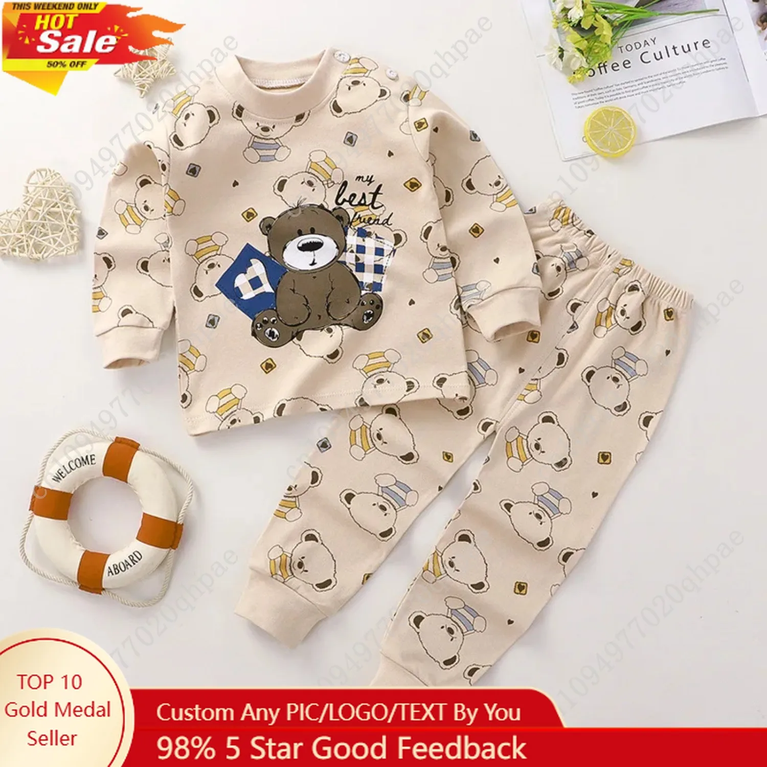 Cotone Ragazzi Ragazze Indumenti da notte Abiti Autunno Primavera Neonato Biancheria intima 2 pezzi Set di vestiti per bambini Pigiama per bambini